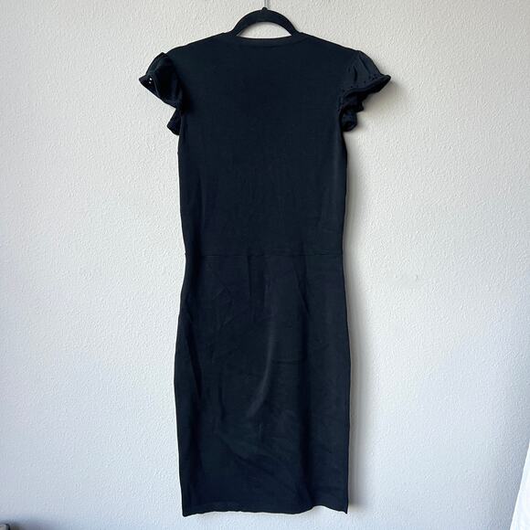 Red Valentino Black Knit Flutter Sleeve Dress - Picture 3 of 4
